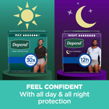 Depend Fresh Protection Adult Diapers, Incontinence Underwear for Men, Disposable, Maximum, Extra-Extra-Large, Grey, 44 Count (2 Packs of 22), Packaging May Vary