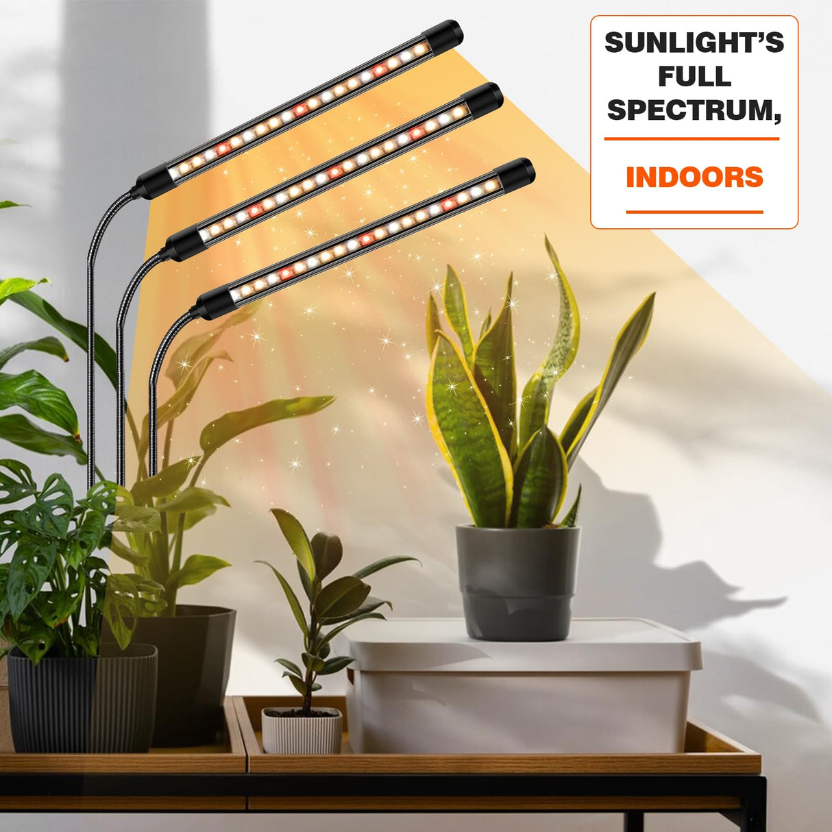 2 Pack Plant Lights for Indoor Growing, 3 Heads Grow Lights for Seed Starting, Full Spectrum Clip Grow Lamps with Auto ON & Off Timer 3/9/12H, 3 Switch Modes, 10 Dimming for Houseplants