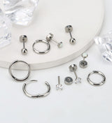MJust G23 Titanium Earrings Set – Hypoallergenic Flat Back Studs & Hoops