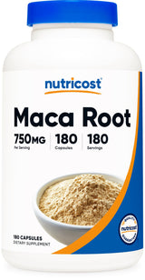 Nutricost Maca Root Capsules (Lepidium meyenii) 750mg, 180 Capsules, 180 Servings