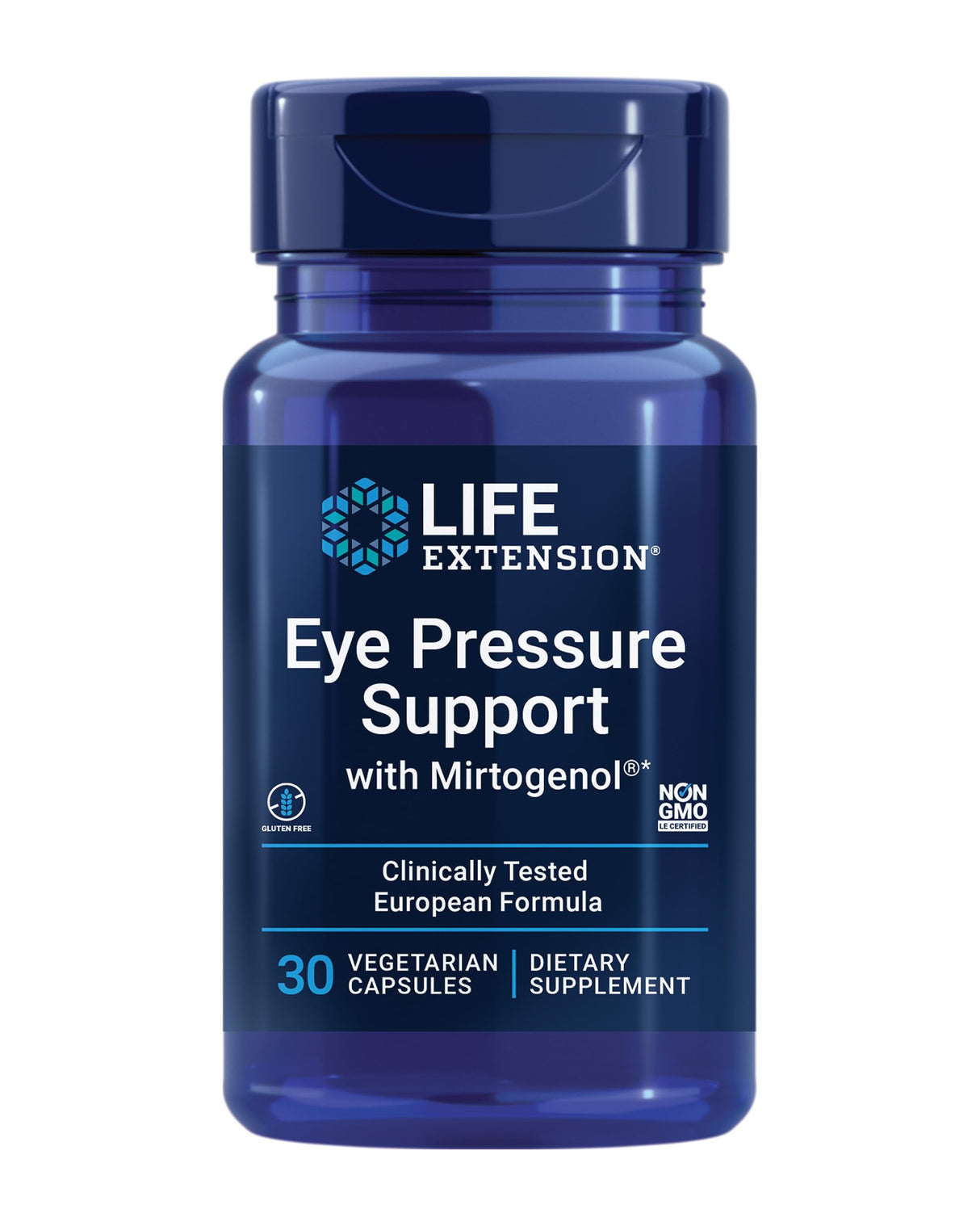 Life Extension Eye Pressure Support with Mirtogenol - Eye Health Supplement for Healthy Eye Pressure - with French Maritime Pine bark – Gluten-Free, Vegetarian, Non-GMO - 30 Capsules