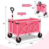 Sekey Wagon Cart with Wheels with 220LBS Capacity,Heavy Duty Wagon Carts Foldable,Lightweight Utility Portable Cart for Grocery, Shopping, Garden, Camping. Pink