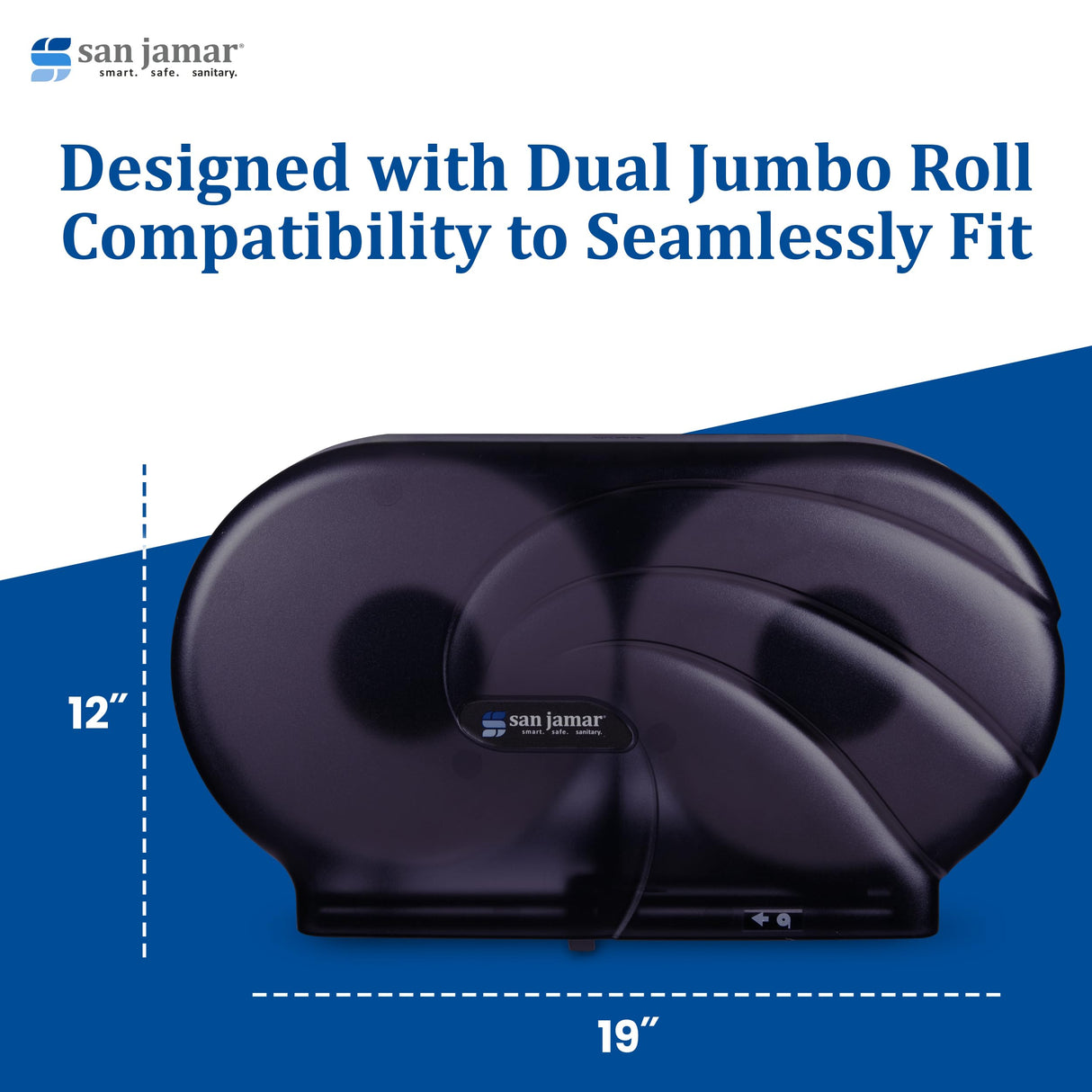 SJMR4090TBK - San Jamar Oceans Twin 9amp;quot; JBT Toilet Tissue Dispenser