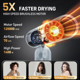 Hair Blow Dryer, QUICO 120-240V Global Dual Voltage Hair Dryers for Women, 5X Faster 120000 RPM BLDC Blow Dryers, 500 Million Negative Ions, High-Speed Mini Hair Dryer, Cold/3 Heating/3 Speed Settings