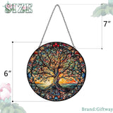 Tree of Life Suncatcher Indoor/Outdoor Stained Glass Window Hanging - Handmade Stained Glass Suncatchers for Windows Hanging - Decoration for Home Garden Christmas Party Wedding Housewarming Gifts