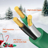 Eversimpleinc 1 to 4 Splitter Extension Cord (Combined 68 FT, End to End 50 FT), 3 Prong Plug with 4 Outlets with Weatherproof Covers for Indoor and Outdoor Holiday Christmas Decroations