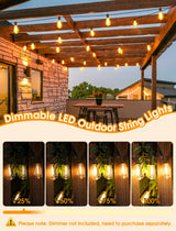 Larkvue 75FT(3x25FT) Outdoor String Lights, Patio Lights with 30+3 LED Dimmable Waterproof Connectable ST38 Bulbs for Outside Porch Balcony, Black