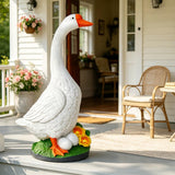 GasSaf 23 Inch Porch Goose Outdoor Garden Statue, Large Porch Goose for Garden Yard Patio Balcony Decor, Heavy-Duty & Independent Standing, Big Resin White Cygnus Sculpture, Father Gift