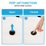 Bächlein Extra Long Universal Drain Fitting without Overflow (Matt Black) - Pop Up Valve for Countertop Washbasins