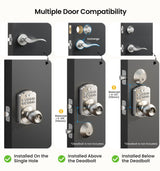 Veise KS03 Keypad Door Knob Lock, Keyless Entry Digital Lock with Handle, Electronic Smart Knob for Front Door & Bedroom, Easy Install, Auto Lock, Passage Mode, Anti-Peeping Password, Satin Nickel