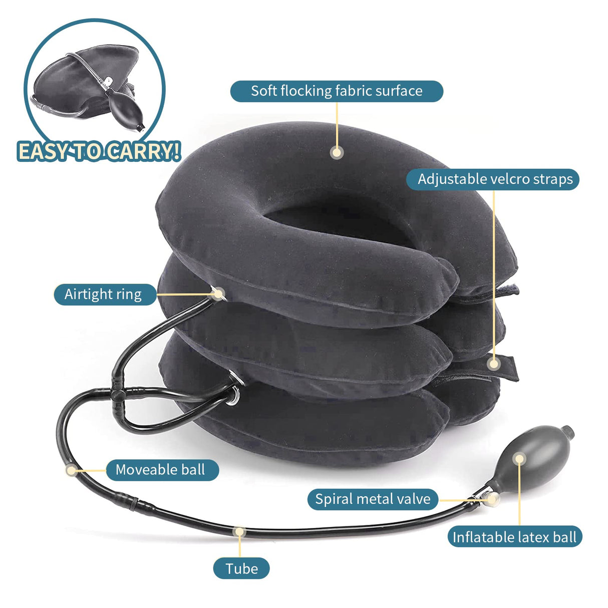 Neck Stretcher, Cervical Traction Device, Neck Traction Device, Adjustable Inflatable Neck Braces for Neck Pain and Support, Neck Stretcher Cervical Traction, Neck Decompression Home Use (Gray)