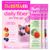 Belli Welli Daily Fiber Supplement Packets with Collagen, Probiotics & Electrolytes | Single Serve Packets for Gut Health, Digestion & Debloating | Variety | 10 Count