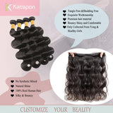 Katspon 12A Human Hair Bundles 18 20 22 24 Inch Body Wave Bundles 100% Unprocessed Brazilian Virgin Hair 4 Bundles Deals Human Hair Extensions Quick Weave Bundles Human Hair Natural Black