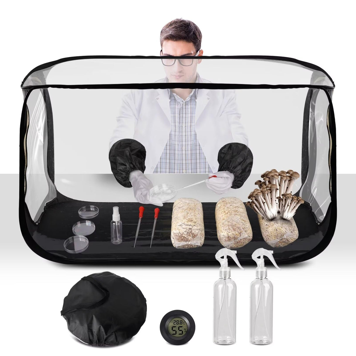 Salcod Large Still Air Box Mushroom Grow Tent - 38x20x25 Inch Clean Air Workstation, Sturdy Flow Hood for Grow Bags, Growers, and Home Scientists