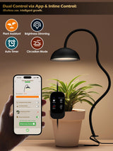 GLOWRIUM Smart Grow Lights for Indoor Plants,10W Full Spectrum LED Plant Light with 3/9/12 Timer,10 Dimmable Levels,Height Adjustable Grow Light with Base (Black)