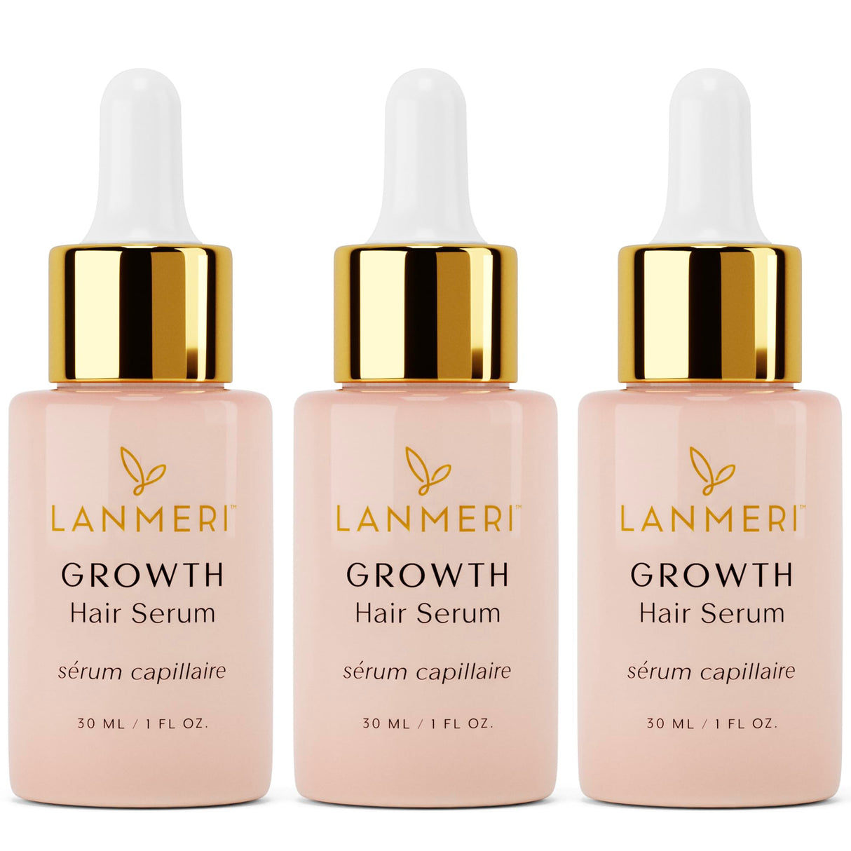Lanmeri Vegan Hair Growth Serum for Women & Men - Natural Scalp Treatment for Thinning Hair and Hair Regrowth - Fuller-looking, Thicker and Healthier Hair in 90 Days, All Hair Types