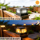 Dynaming 4x4 Solar Post Cap Lights Outdoor with Flickering Flame Light, Black Shell Fence Post Solar Lights Fit Vinyl/Wooden Posts, Brightness LED Lighting Decor for Garden Deck Patio, 12 Pack