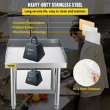 VEVOR Stainless Steel Equipment Grill Stand, 24 x 24 x 26 Inches Stainless Table, Grill Workstations with Adjustable Storage Undershelf, Equipment Stand Grill Table for Hotel, Home, Restaurant Kitchen