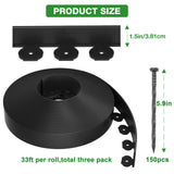 MIXC 100ft Landscape Edging Kit with 150 Spikes, Not Digging Flexible Plastic Edge Border for Landscaping, Lawn, Garden, Flower Beds, Yard, Paver, Playground, Pathway,3pack, 33ft Each,1.5in high