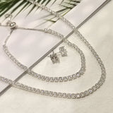 HAXIYA Tennis Necklace Set for Women Crystal Bracelet Imitation Diamond Earrings Wedding Jewelry for Bride Sterling Silver Plated Jewelry Sets Pack of 3 Gift