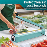 Flexzion Impulse Sealer 20 Inch (500mm) 750W Heat Sealer Machine with Adjustable Heating Mode, No Warm Up Needed, Portable Bag and Seal Impulse with Replacement Element Grip and Teflon Tape
