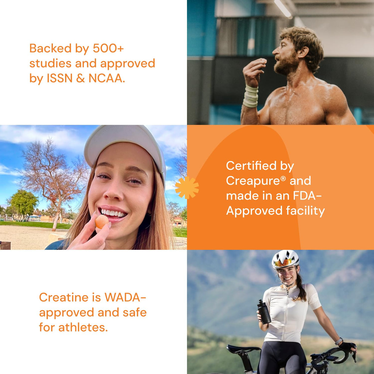 Create Creatine Monohydrate Gummies for Men & Women, Boost Focus, Strength, and Endurance, Anti-Melting Formula, Vegan, Gluten-Free, Non-GMO, 1.5g of Creatine per Gummy (Orange, 90 ct)