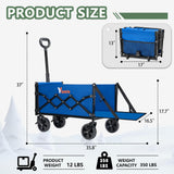 YSIATN Collapsible Folding Wagon Cart with Tailgate - 300lbs Heavy Duty Foldable Utility Wagon and Brake Wheels - 100L Lightweight Grocery Wagons for Shopping Camping Sports Garden, Blue