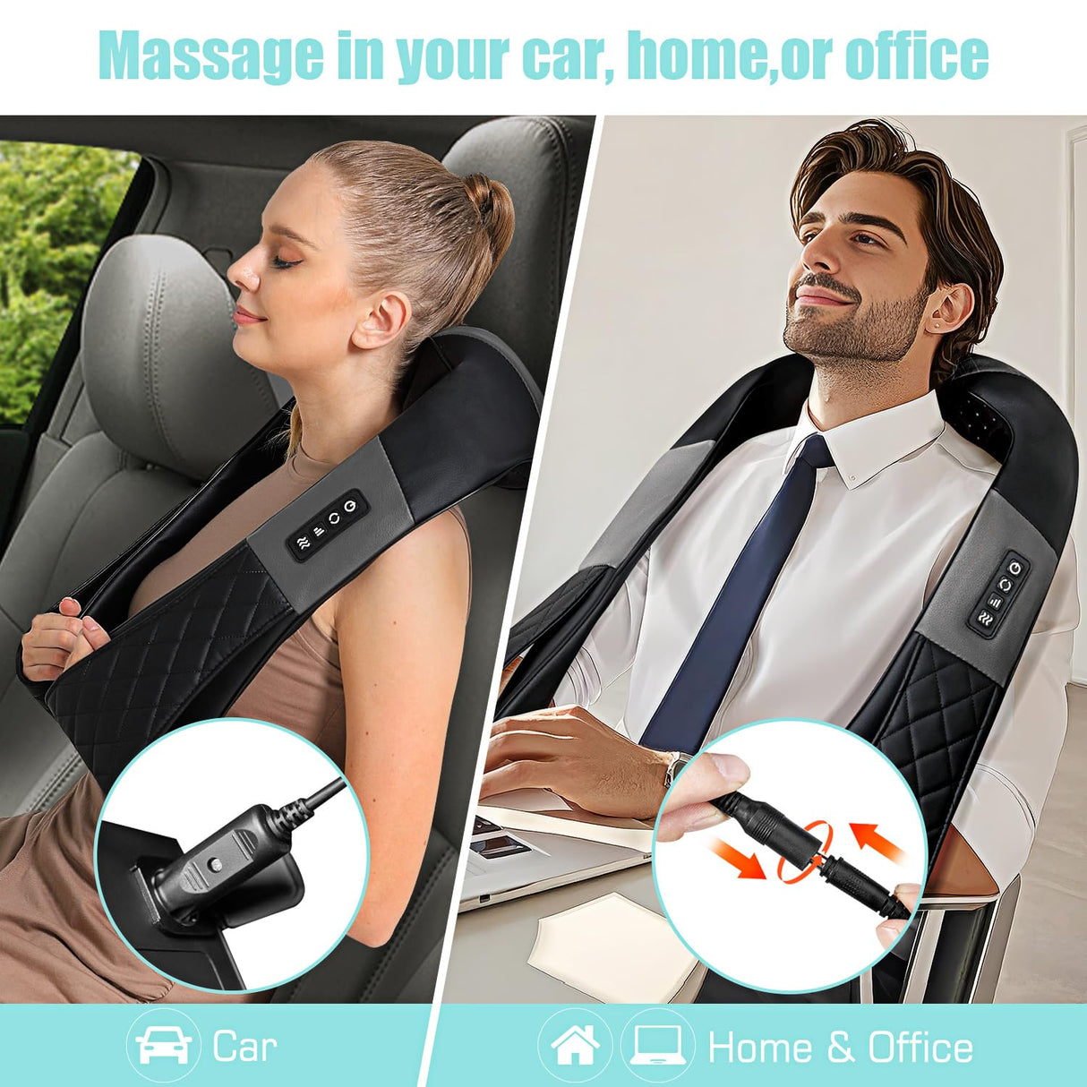 Shiatsu Neck and Back Massager with Heat - Deep Tissue 4D Kneading Shoulder Massage Pillow for Back, Neck and Shoulder, Body Muscle Pain Relief, Use at Home, Office, Car - Gifts for Women Men Dad Mom