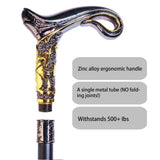 YIVIYAR Walking Cane for Men & Women & Seniors - 36.5 Inch Heavy Duty 500+ lbs Capacity, Ergonomic Handle, Decorative & Ornate Design, Gothic & Goth Elegant Matte Black & Gold Artistry, Metal Cane