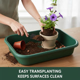 RooTrimmer 2 Pack Plant Repotting Tray – Multifunctional Heavy-Duty Large Capacity Gardening Tool for Seeding, Pot Moving, Soil Mixing, Hydroponic/Soil Cultivation, Transplanting,Black & Green