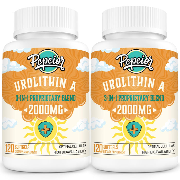 Urolithin A Supplement 2000MG - for Mitochondria, Energy, Antioxidants, Premium Quality Cellular, 120 Softgels (2 Bottles)…