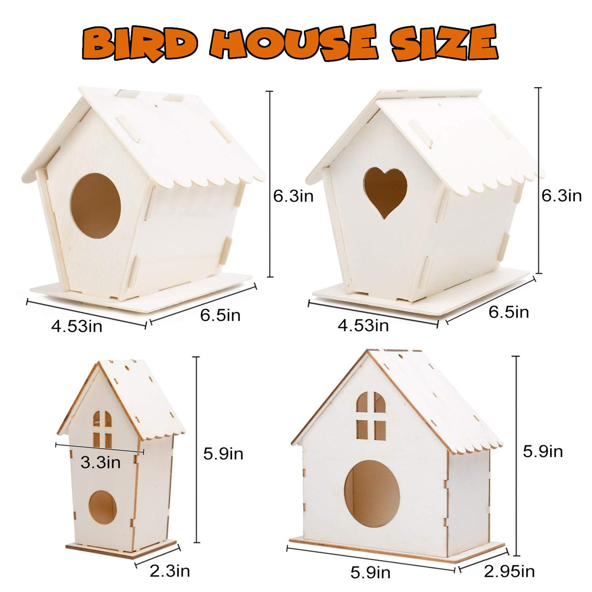 hapray 4 Pack Bird House Crafts for Kids Ages 5-8 8-12, Buildable DIY Birdhouse Kit for Children to Build, Summer Arts and Craft Projects with Paint, 3+ Boy Girl Gift for Halloween Christmas