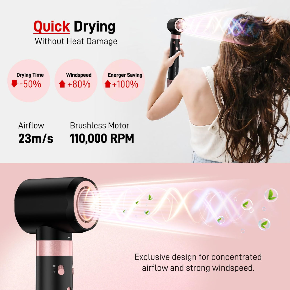 3 in 1 Air Styler with Travel Case - Ionic Hair Dryer & Air Wrap Curlers for Curling Drying, 1 Inch Curling Iron Barrel, Frizz-Free Blow Dryer No Heat Damage Fit for All Hair Types & Lengths