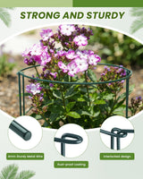 10-Pack Heavy-Duty Plant Support Stakes, Garden Sage 10" W x 16" H Half-Round Rust-Resistant Metal Garden Border & Climbing Plant Cage, Sturdy Ring Stake for Indoor/Outdoor Flowers, Vines, Vegetables