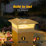 JOFIOS Solar Fence Post Lights, Cap Lights for 4x4/5x5 Vinyl Fence and 4x4/6x6 Wooden Post, Warm White/Cool White Lighting, White Solar Cap Outdoor Waterproof Decorate Garden Pathway Dcek Patio