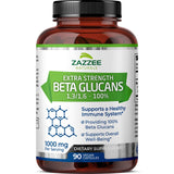 Zazzee Extra Strength 1,3/1,6 Beta Glucans, 1000 mg, 100% Concentrated, 90 Vegan Capsules, Supports a Healthy Immune System, 100% Vegetarian, All-Natural and Non-GMO