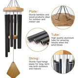 Wind Chimes Outdoor Deep Tone, 30 Inches Wind Chimes Outdoor, Memorial Wind Chimes with Hook as Gifts for Mother's Day/Housewarming/Christmas, Patio, Garden, Yard, Home Décor. Black