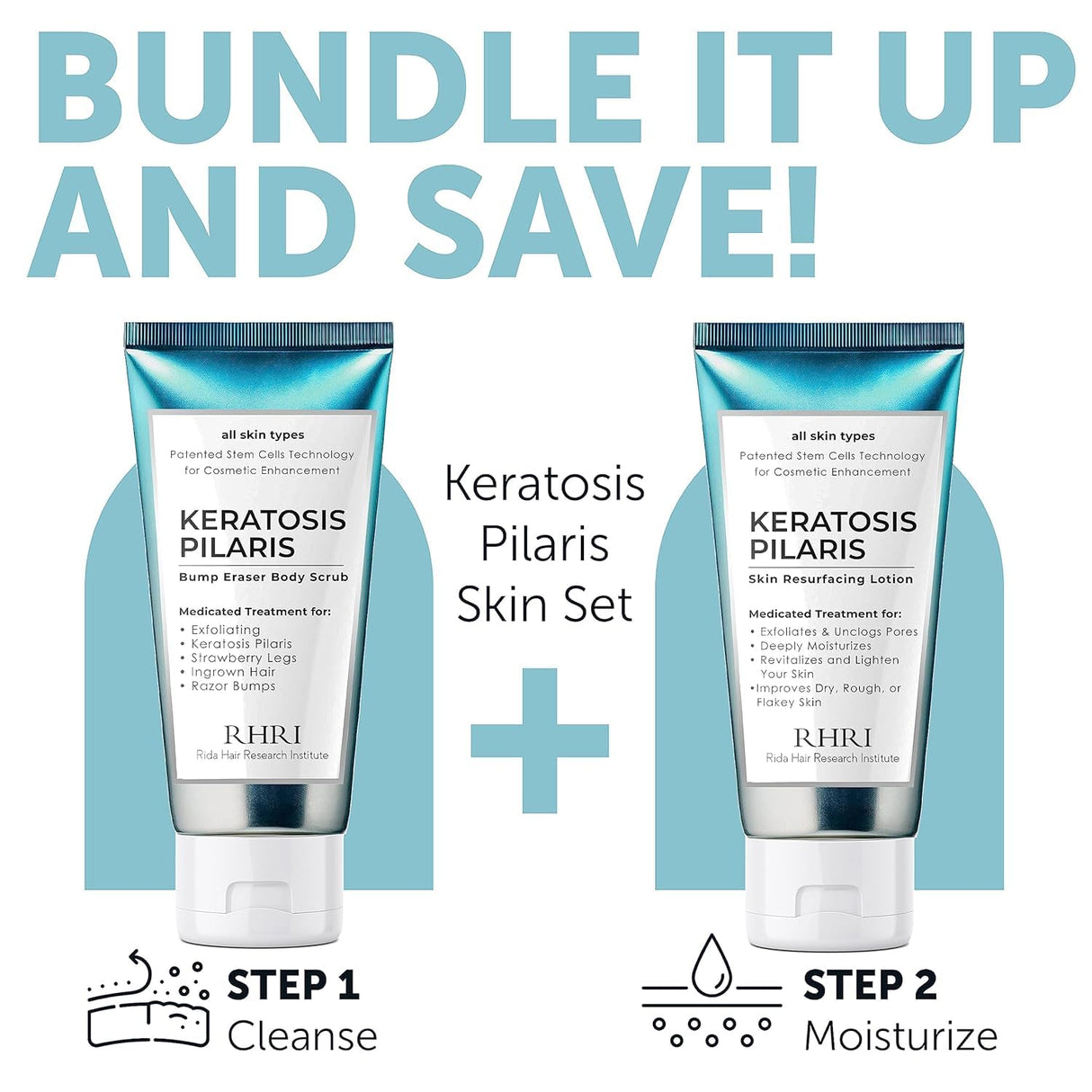 KP Bump Eraser Body Set | Keratosis Pilaris Treatment | Keratosis Pilaris Lotion | Exfoliating Body Scrub | Ingrown Hair Treatment | Bundle Set for Bump, Strawberry Legs, Redness, Dry & Flakey Skin
