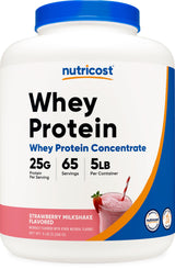 Nutricost Whey Protein Concentrate (Strawberry Milkshake) 5LBS - Gluten Free & GMO Free