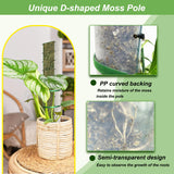 60"/40"/24" Metal Moss Pole, D Shape Sphagnum Moss Pole, Moss Poles for Climbing Plants, Monstera, Indoor Climbing Plants (6Pcs 40")