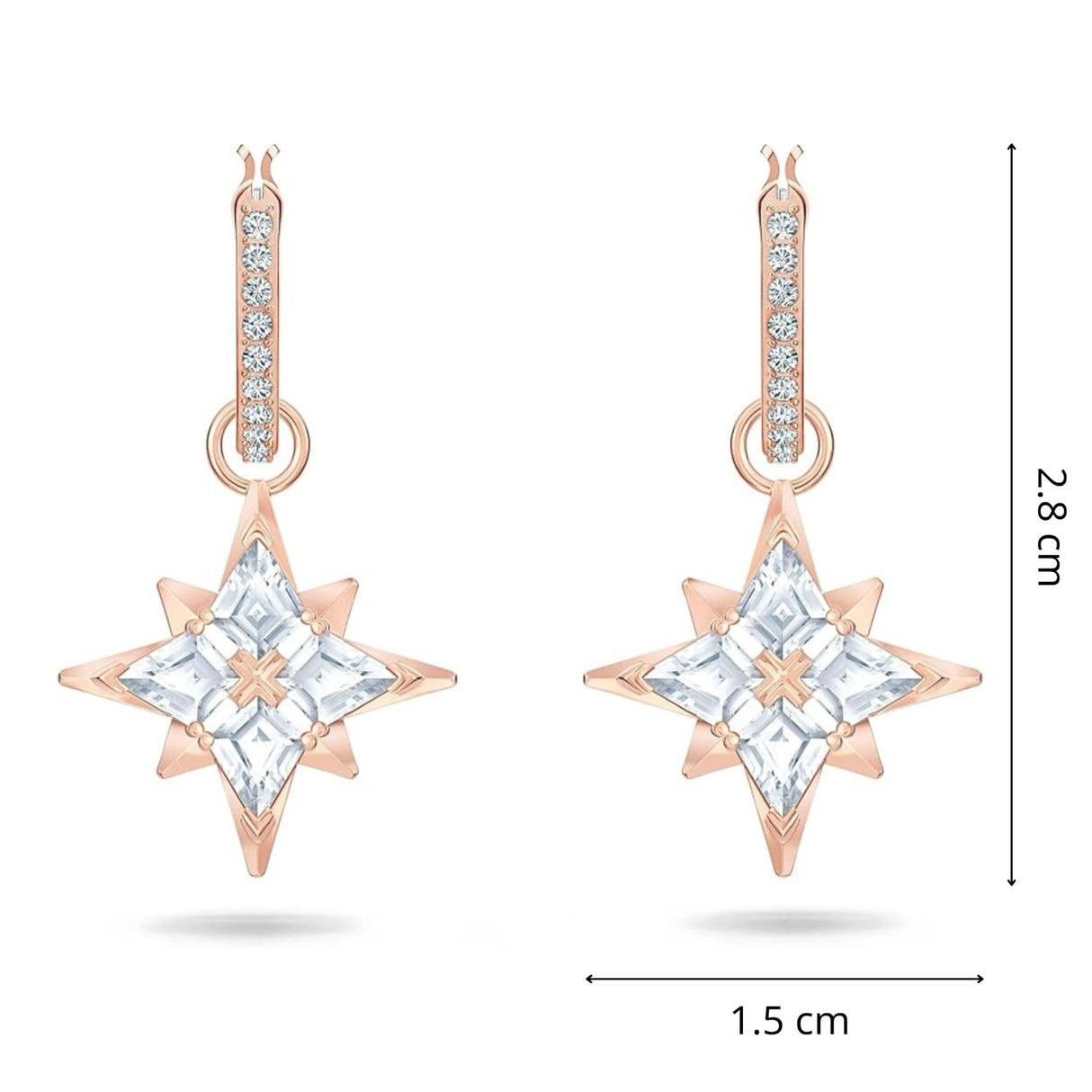 Swarovski Symbolica Collection Women's Dangling Mini Hoop Pierced Earrings, Rose-Gold Tone Finished with Clear Crystal Accents