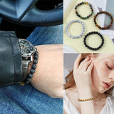 FIRAZIO 12Pcs 8mm Gemstones Beaded Stretch Bracelet for Women