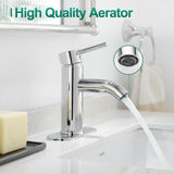 VOTON Modern Bathroom Faucet Chrome Single Handle One Hole Sink Faucet Commercial Lavatory Vanity Sink Faucet with 3/8" Hoses and Deck Plate