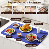 Warming mat for Food, Food Warming Mat - New Upgraded Fast Heating Silicone Electric Warming Tray, Larger Touch Screen, Higher Feet, Roll Up Warming Mat for Food, Portable Food Warmer, Blue