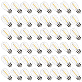 S14 Replacement LED Light Bulbs, Shatterproof & Waterproof 1W S14 LED Bulbs, E26 Base Patio Edison LED Light Bulbs for Outdoor String Lights , Warm White 2200K Plastic 70LM Non-Dimmable 48 Pack