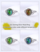 ADRAMATA 925 Sterling Silver Mood Ring for Women Color Change Mood Rings