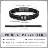 Aiemghsde Personalized Custom Name Bracelets for Men - Mens Leather Bracelet with 2-6 Family Names,Customized Bracelet Father's Day Dad Gifts for Husband Son (2 Names)