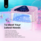 Beetles Uv Nail Lamp Cordless, Flash Cure Lamp for Gel Nails Polish Rechargeable Nail Lamp with 4 Modes Professional Low Heat Uv Led Lamp Nail Art Tools with Bag Manicured Gifts for Her