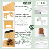 Foldable Toilet Stool, 7.5 Inch Poop Stool for Bathroom, Bamboo Toilet Stool Squat Adult, Collapsible Squatting Potty Stool with Non-Slip Strip - Improve Squatting Posture and Comfort, Wood