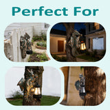 Goodeco Dragon Tree Hugger Garden Statue with Solar Lantern - 9.3 Inch Resin Dragon Decor for Outdoor, Perfect Dragon Gifts & Yard Decor（Bronze）
